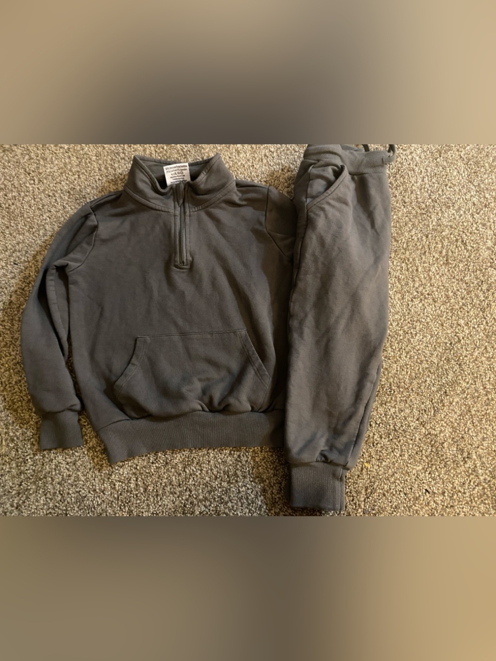 4t Gray Bamboo French terry quarter Zip Jogger Set EUC